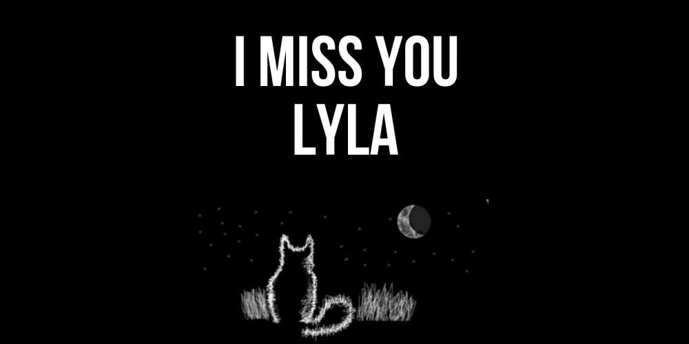 Greetings card с именем, Lyla I miss you кот Greetings with text for free download 