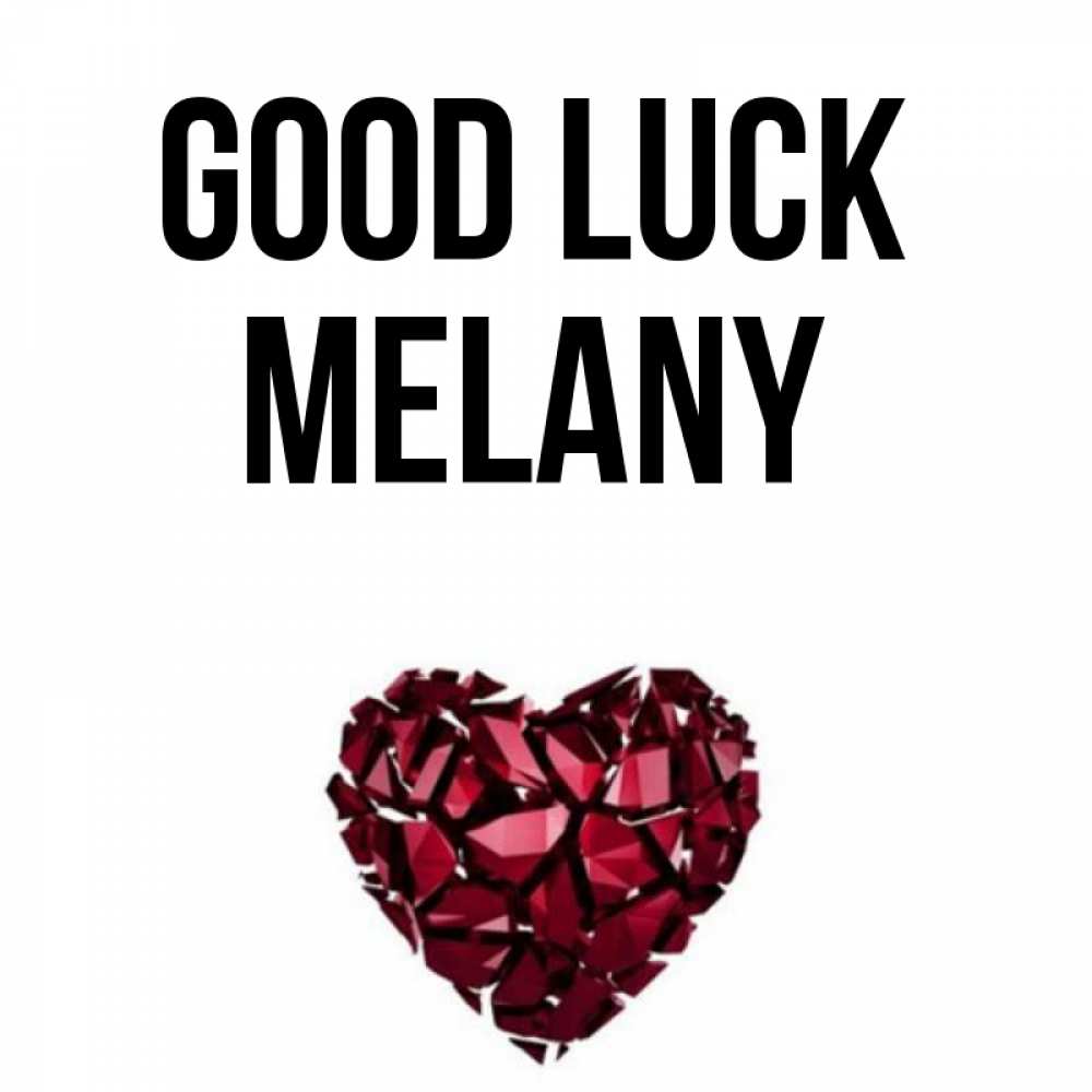 Greetings card с именем, Melany Good luck бордовое из кристаллов  1 Greetings with text for free download 