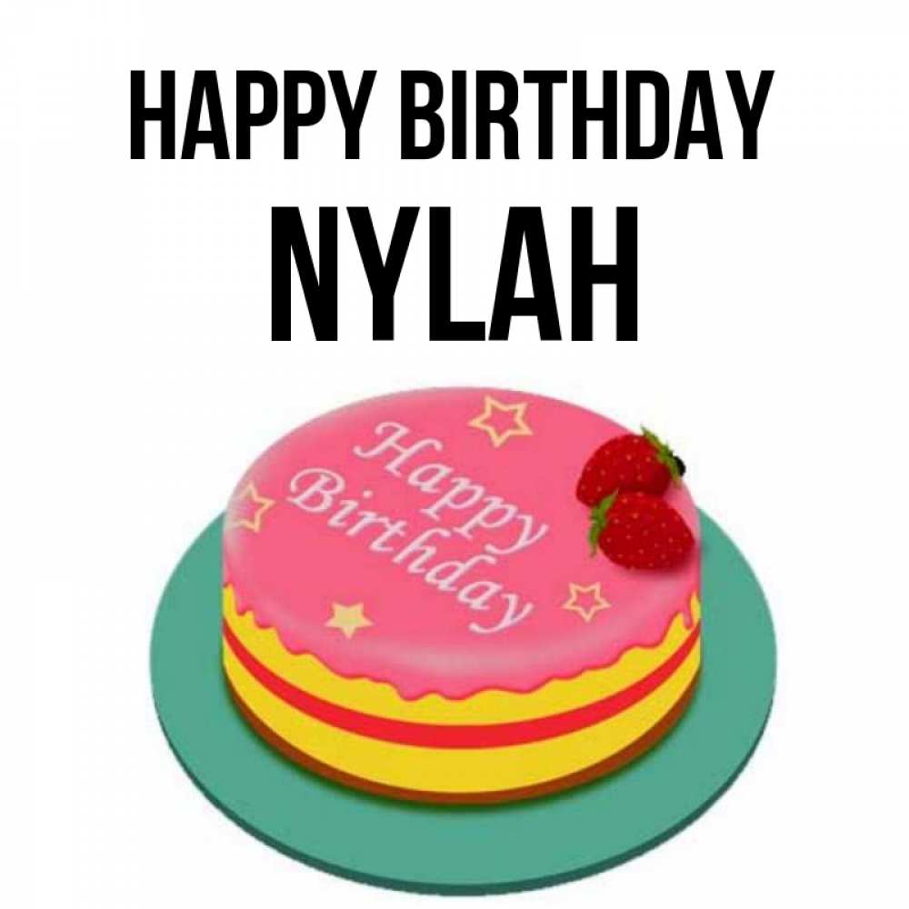 Greetings card с именем, Nylah Happy Birthday торт, клубника, днюха Greetings with text for free download 