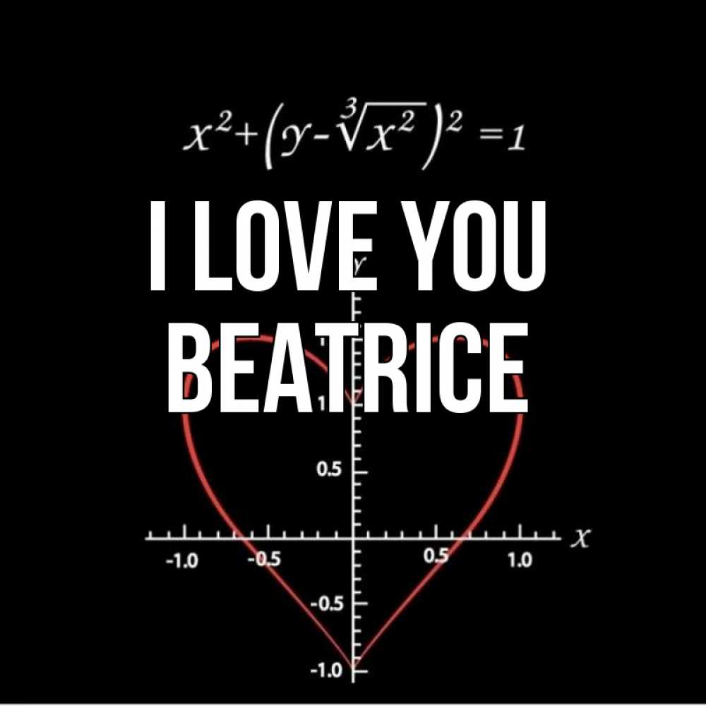 Greetings card с именем, Beatrice I love you сердечная формула Greetings with text for free download 