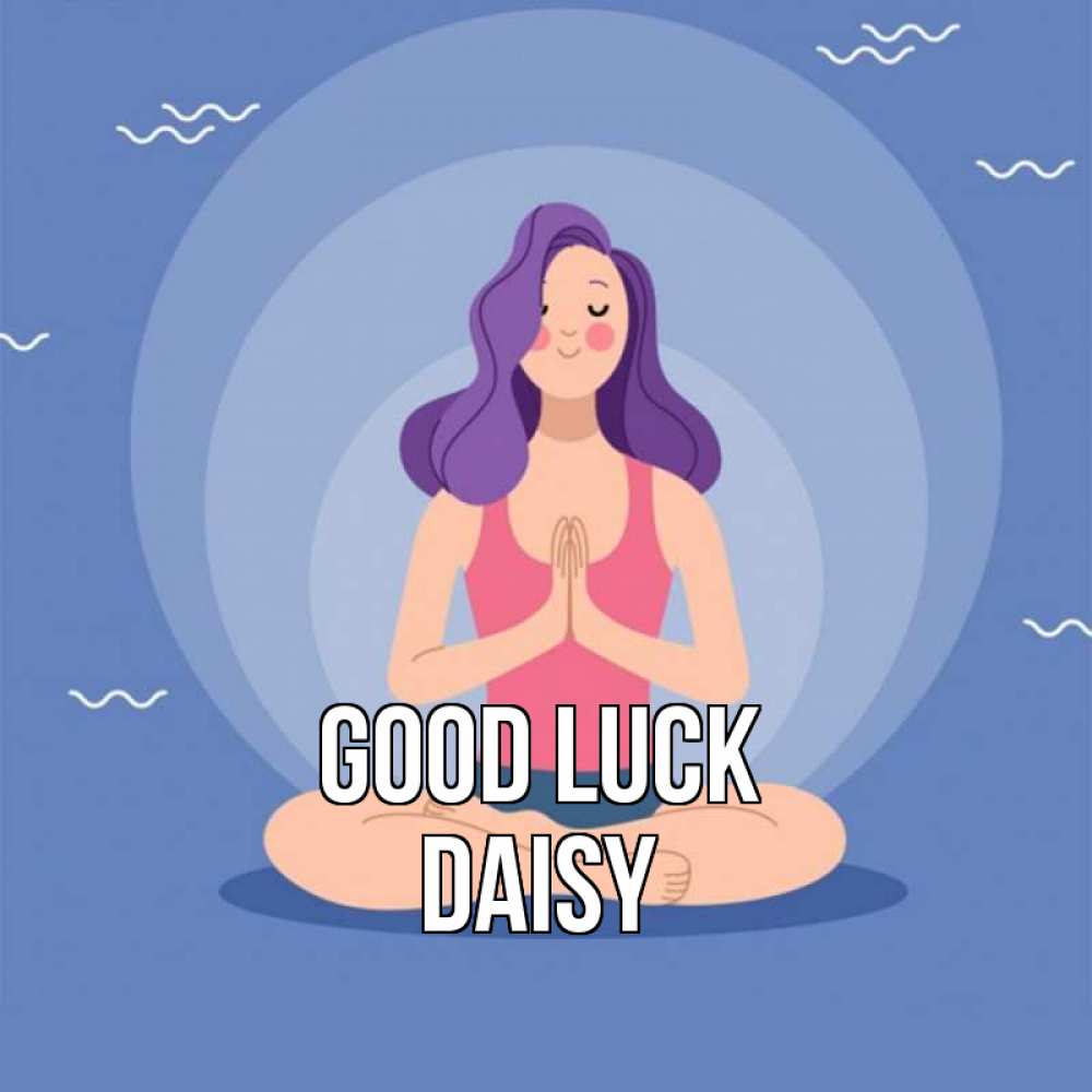 Greetings card с именем, Daisy Good luck девушка с фиолетовыми волосами Greetings with text for free download 