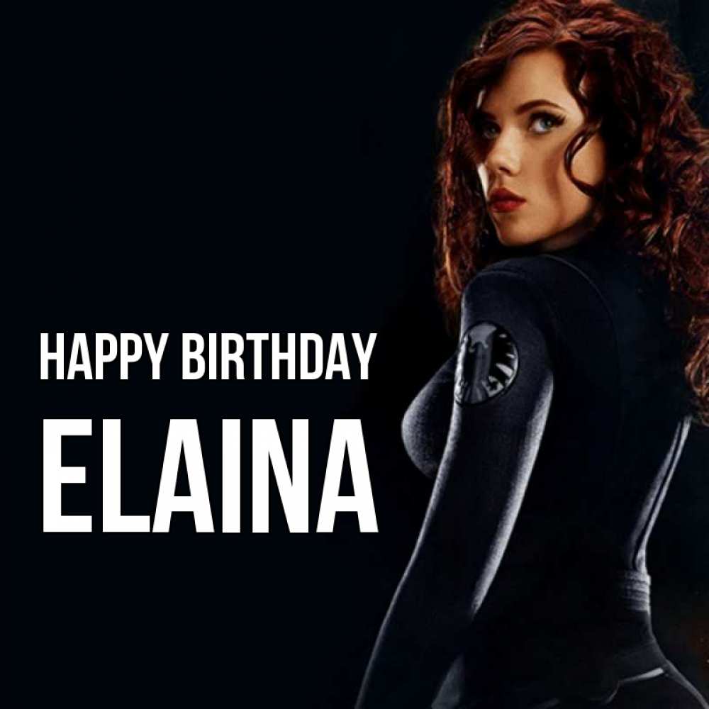 Greetings card с именем, Elaina Happy Birthday Марвел черная вдова Greetings with text for free download 