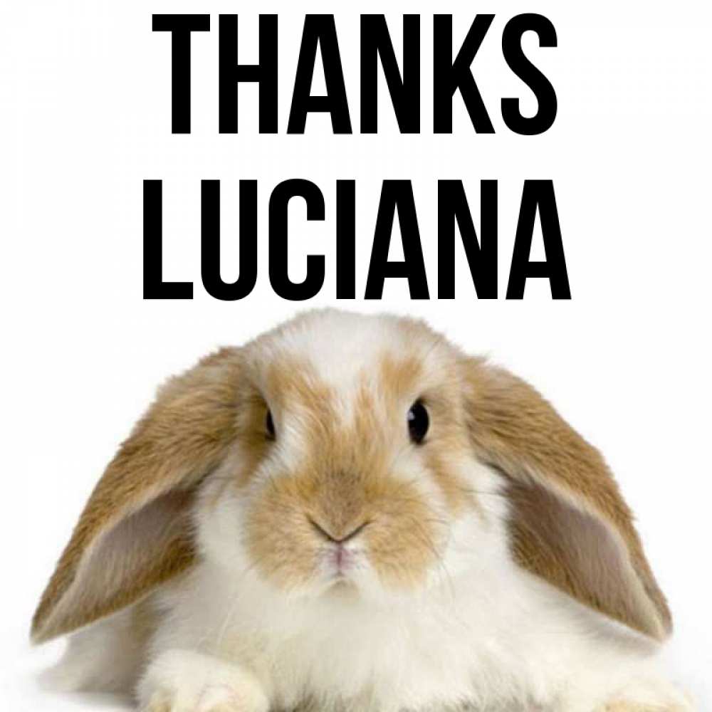 Greetings card с именем, Luciana Thanks коричнево белый заяц Greetings with text for free download 
