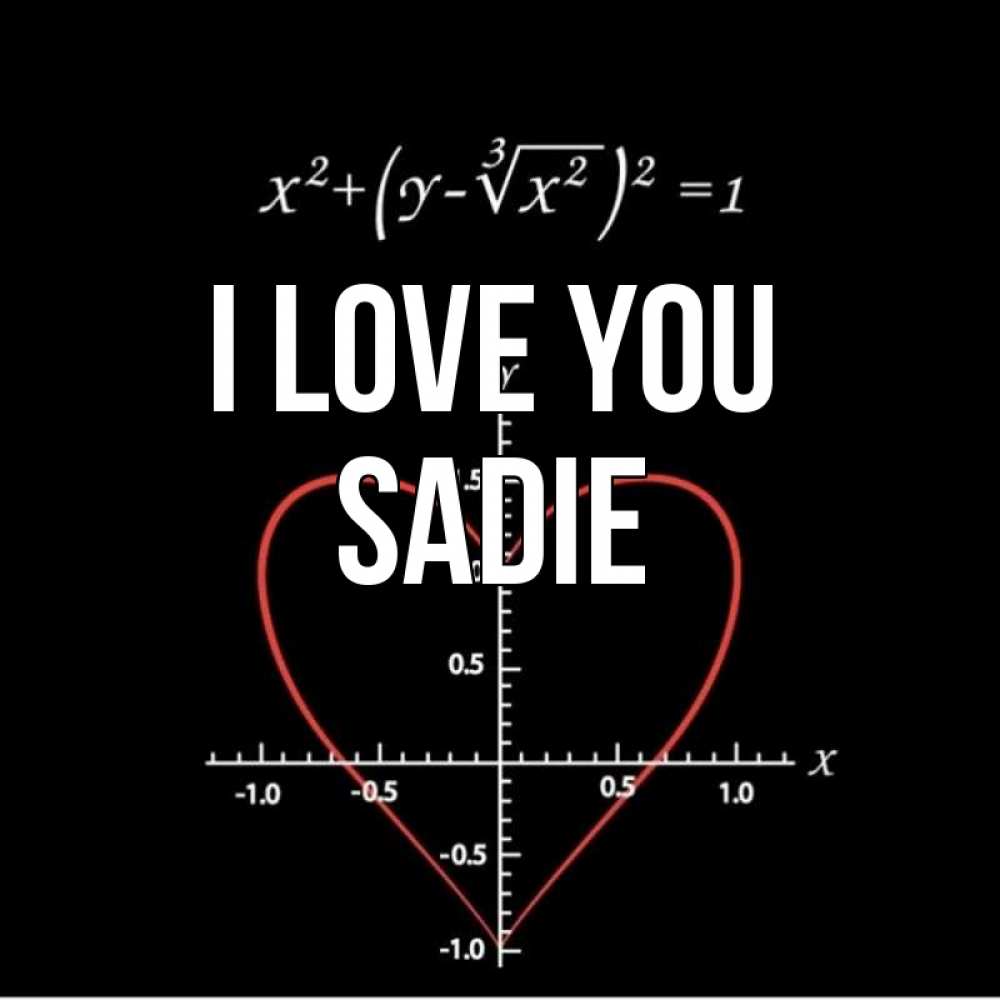 Greetings card с именем, Sadie I love you сердечная формула Greetings with text for free download 