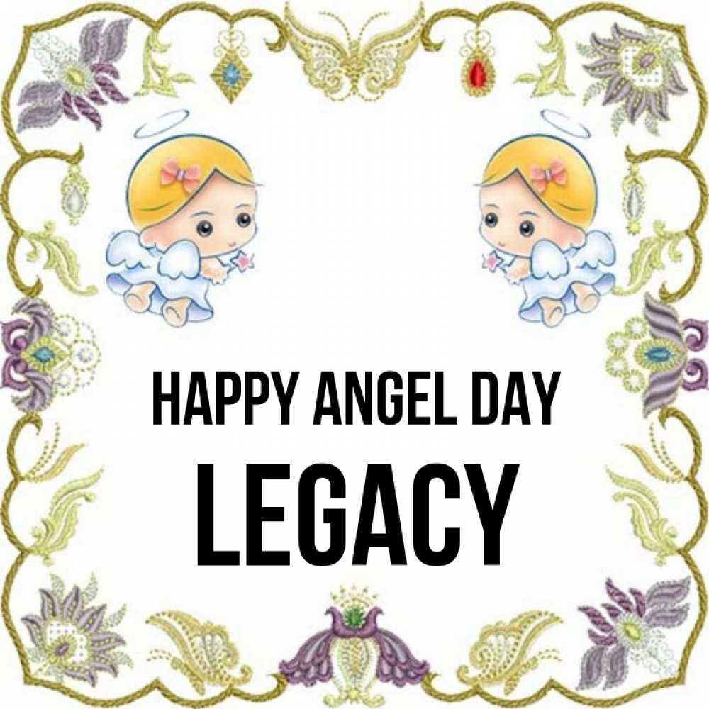 Greetings card с именем, Legacy happy angel day маленькие ангелы с крылышками Greetings with text for free download 