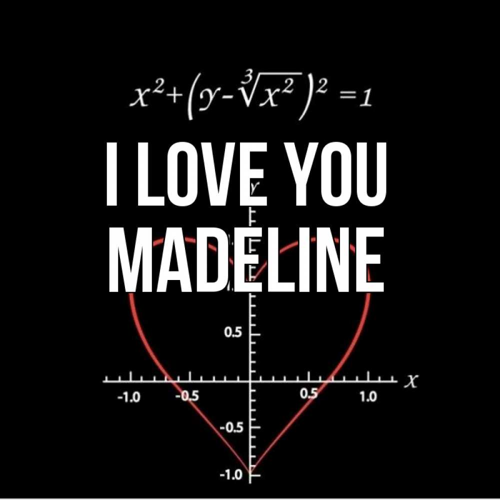 Greetings card с именем, Madeline I love you сердечная формула Greetings with text for free download 