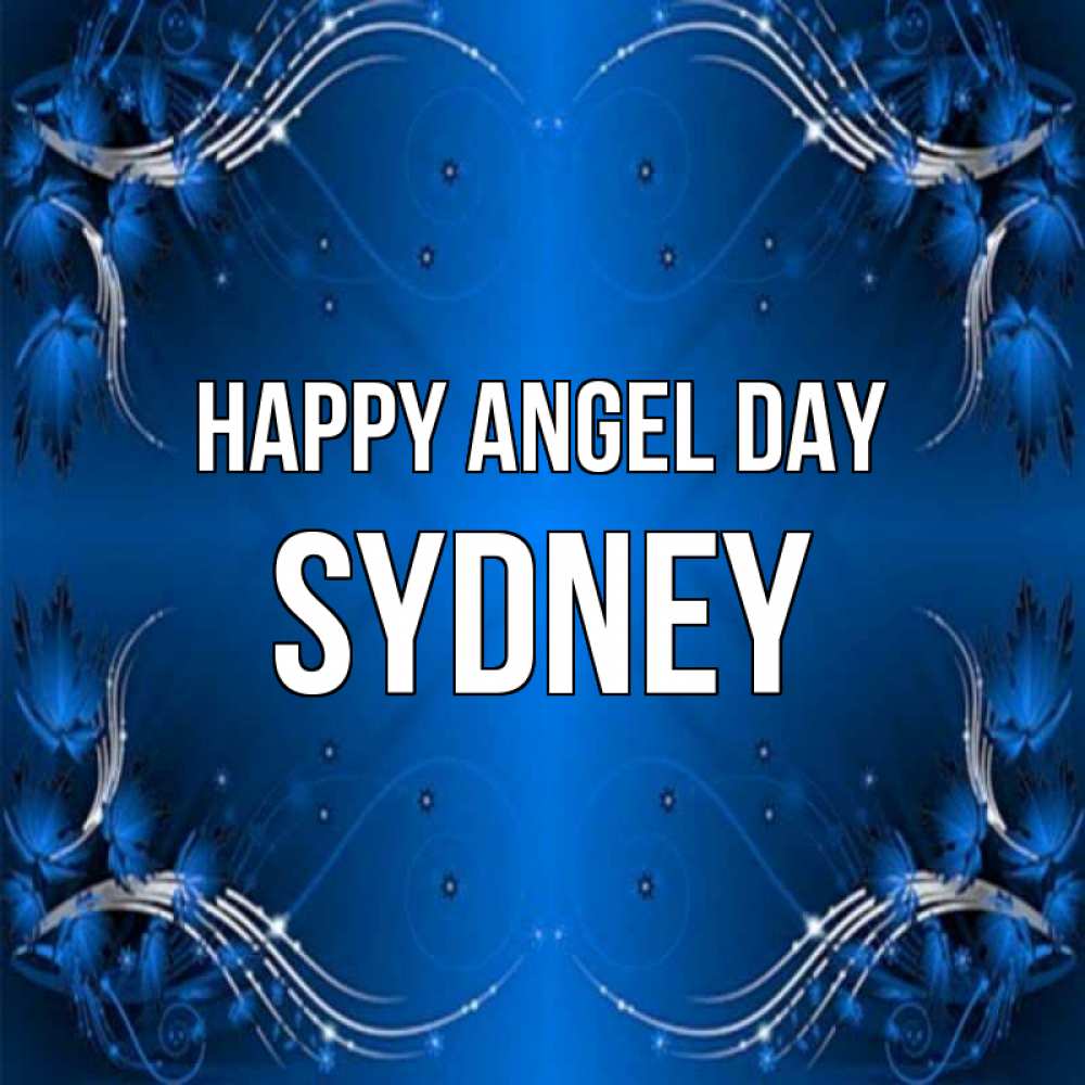 Greetings card с именем, Sydney happy angel day красивая рамочка с узорами Greetings with text for free download 