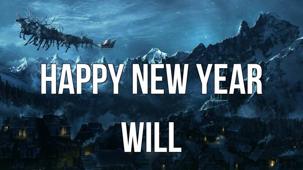 Greetings card с именем, Will Happy New Year дед мороз олени Greetings with text for free download 