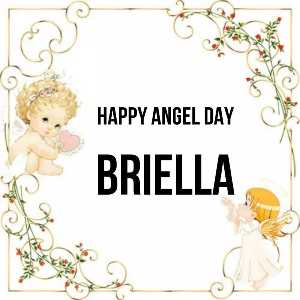 Greetings card с именем, Briella happy angel day ангелы желают прекрасных именин Greetings with text for free download 