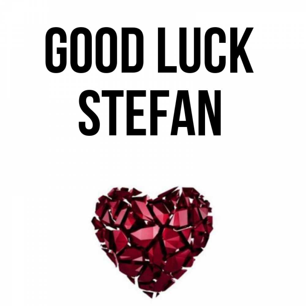 Greetings card с именем, Stefan Good luck бордовое из кристаллов  1 Greetings with text for free download 