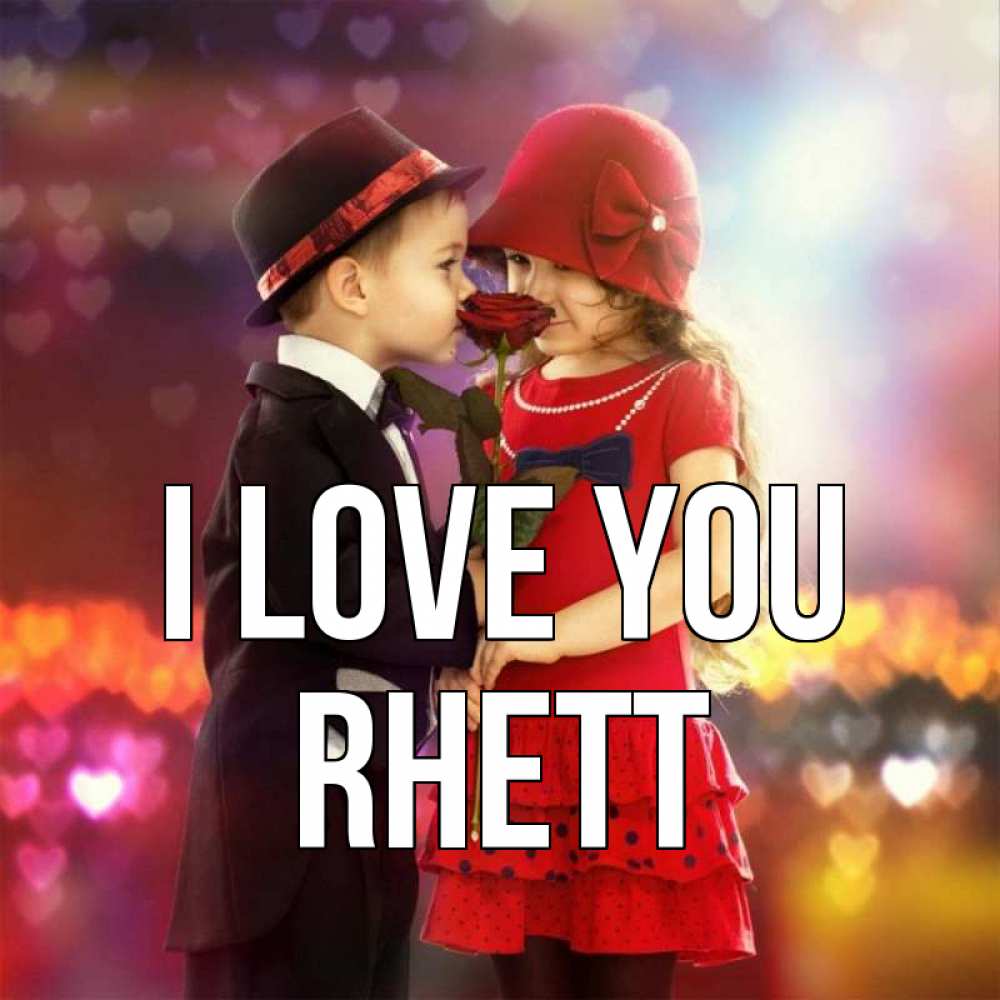 Greetings card с именем, Rhett I love you черное и красное и роза Greetings with text for free download 