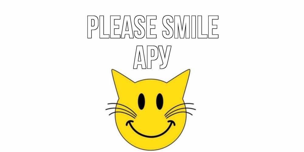 Greetings card с именем, АРУ Please smile кот, улыбка Greetings with text for free download 