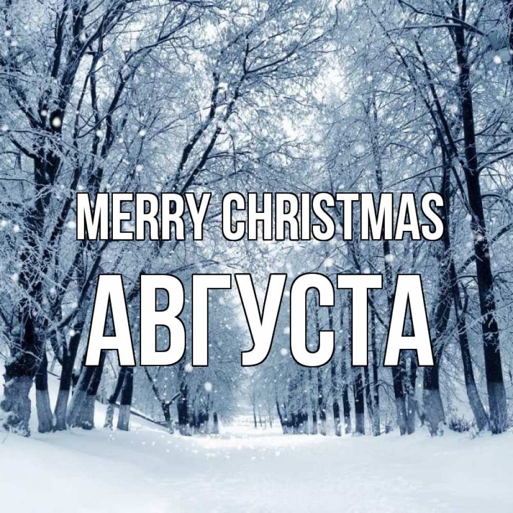 Greetings card с именем, Августа Merry Christmas снег, лес, парк Greetings with text for free download 