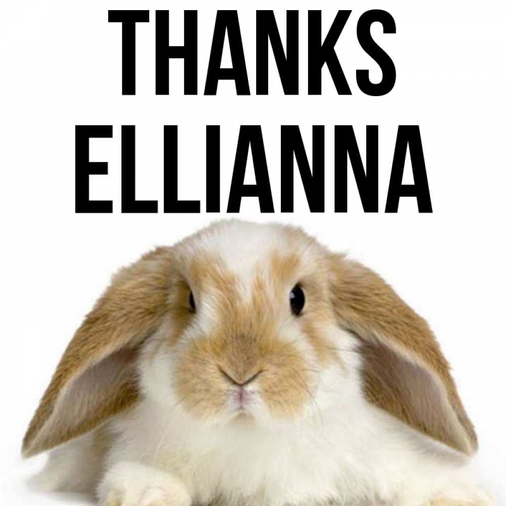 Greetings card с именем, Ellianna Thanks коричнево белый заяц Greetings with text for free download 