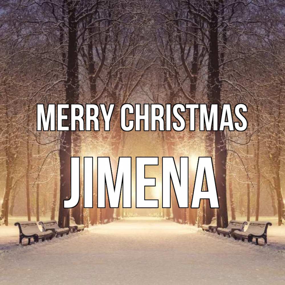 Greetings card с именем, Jimena Merry Christmas зима, парк, фонарь, лес Greetings with text for free download 