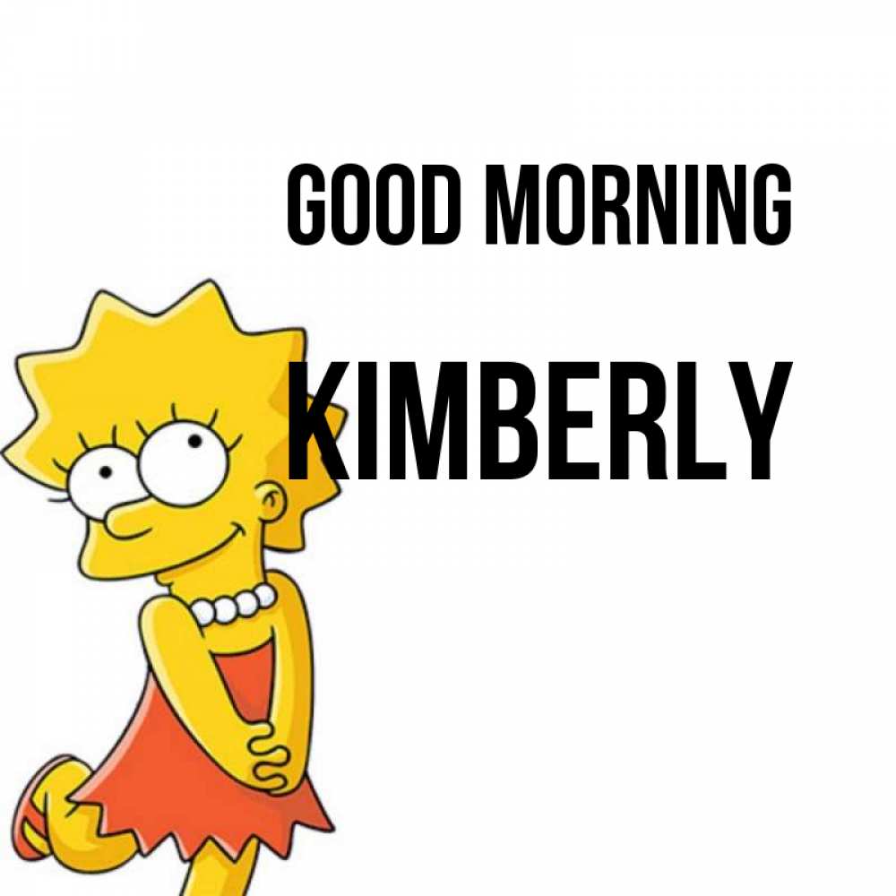 Greetings card с именем, Kimberly Good morning в платье и ожерелье Greetings with text for free download 