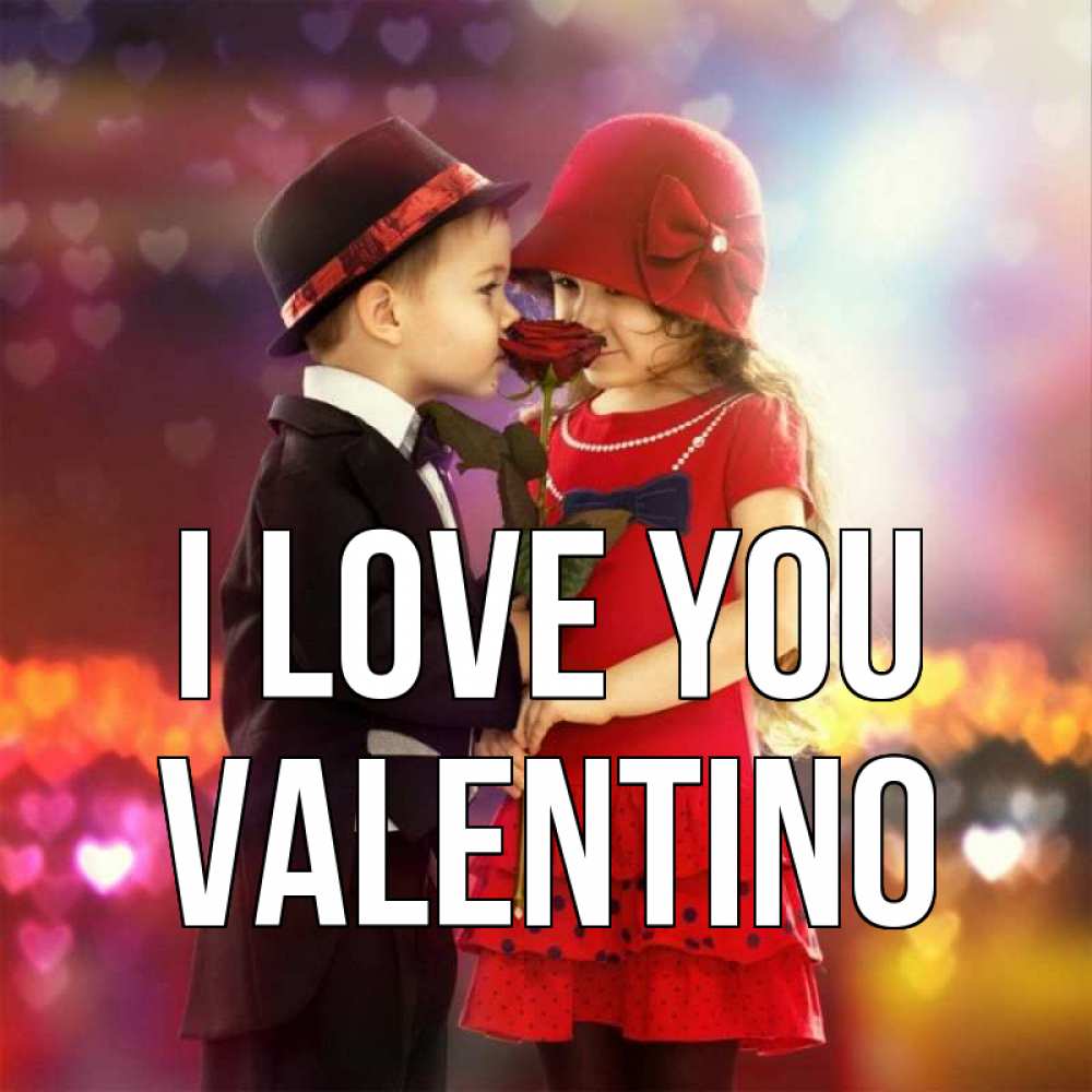 Greetings card с именем, Valentino I love you черное и красное и роза Greetings with text for free download 