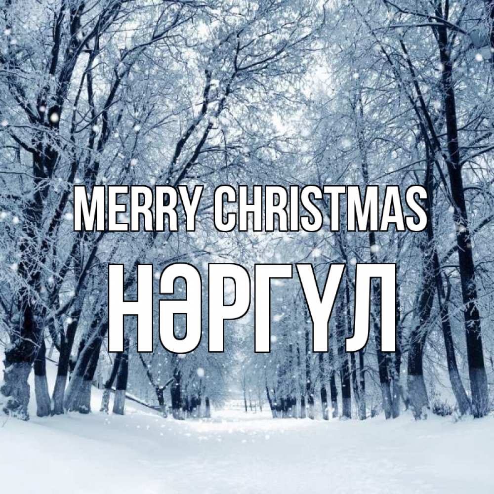 Greetings card с именем, НӘРГҮЛ Merry Christmas снег, лес, парк Greetings with text for free download 