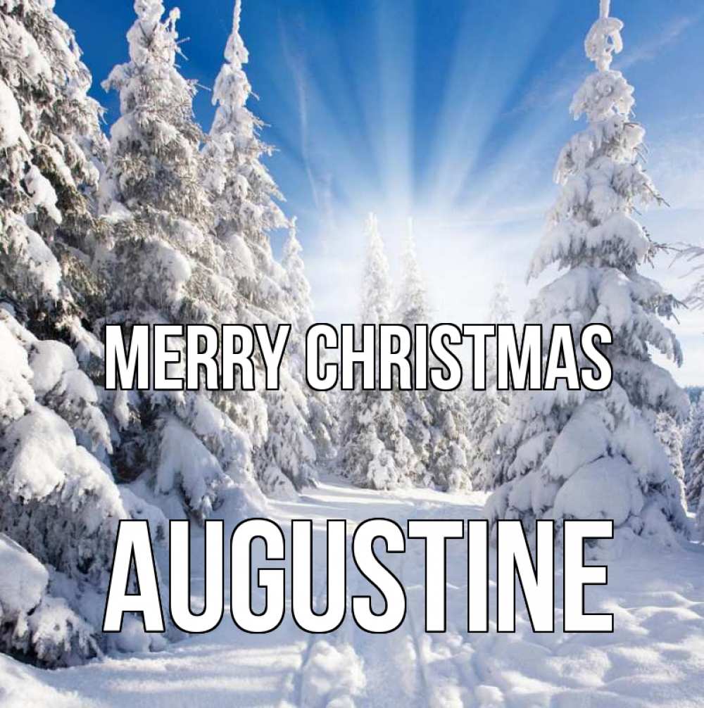 Greetings card с именем, Augustine Merry Christmas зима, лес Greetings with text for free download 
