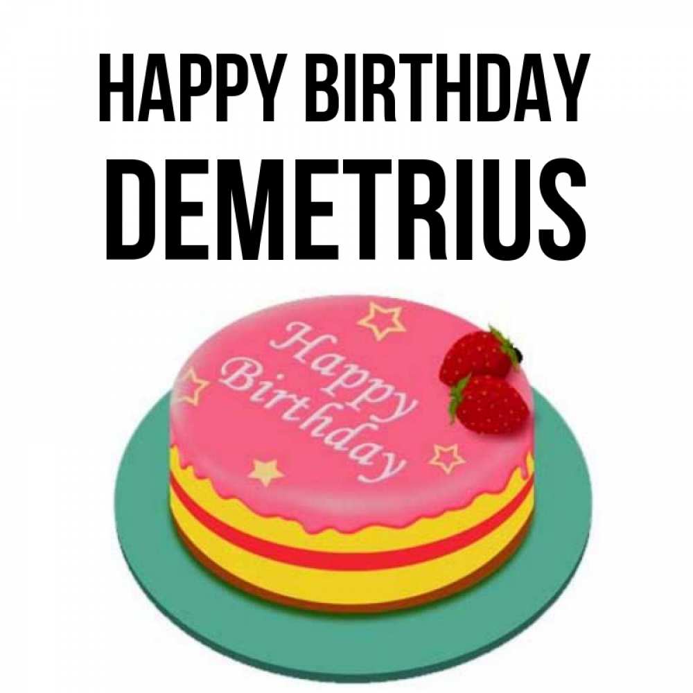 Greetings card с именем, Demetrius Happy Birthday торт, клубника, днюха Greetings with text for free download 