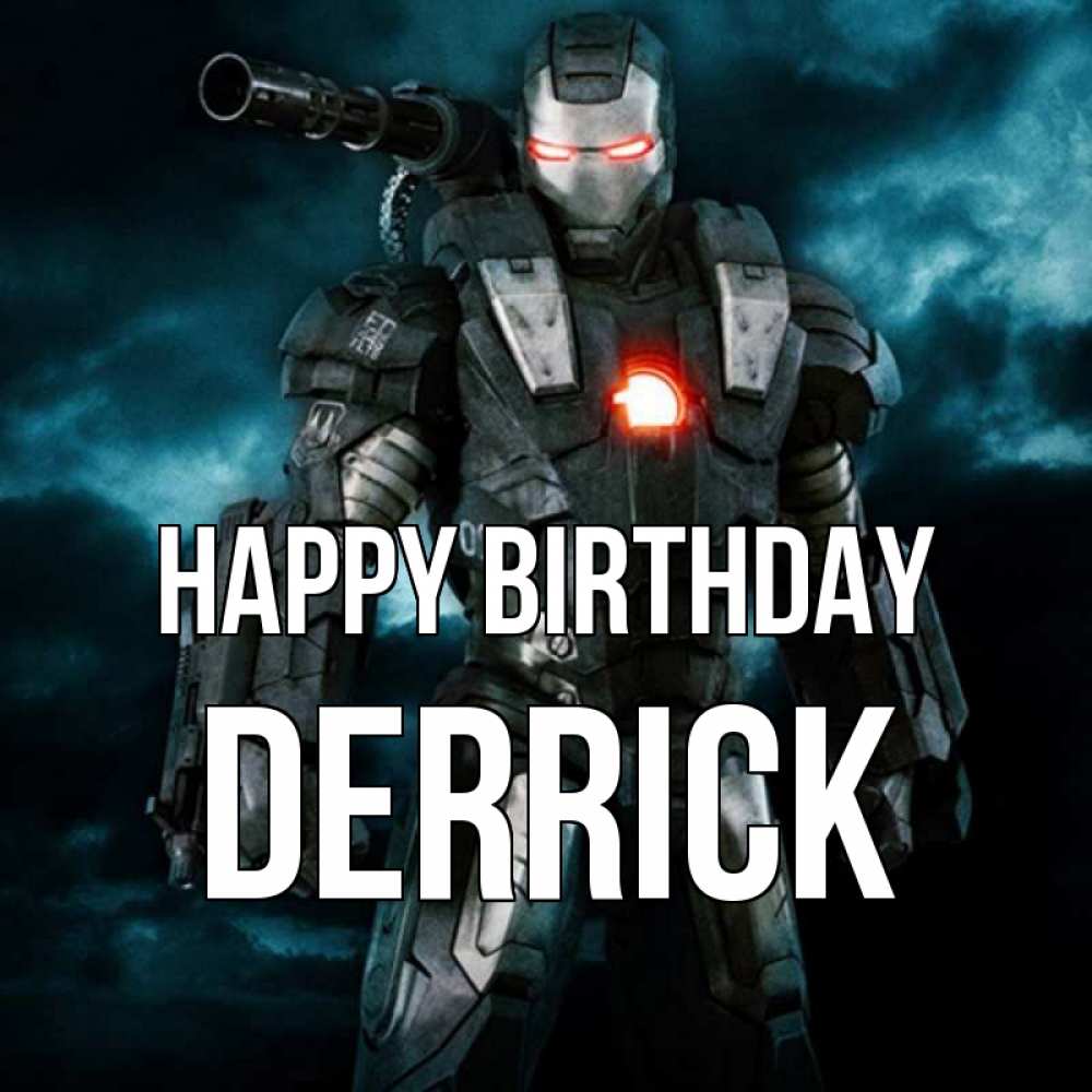 Greetings card с именем, Derrick Happy Birthday марвел супергерой в новом костюме Greetings with text for free download 