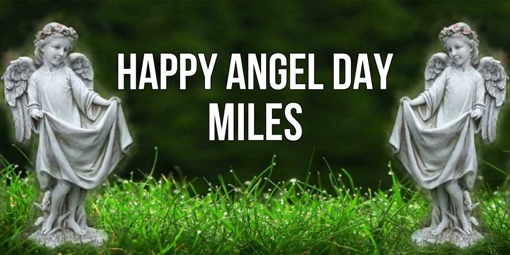 Greetings card с именем, Miles happy angel day небо, ангел, девушка Greetings with text for free download 
