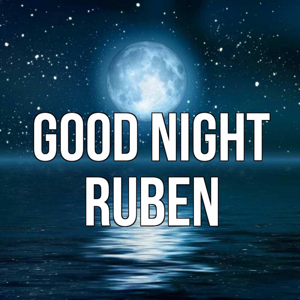 Greetings card с именем, Ruben Good night звезды Greetings with text for free download 
