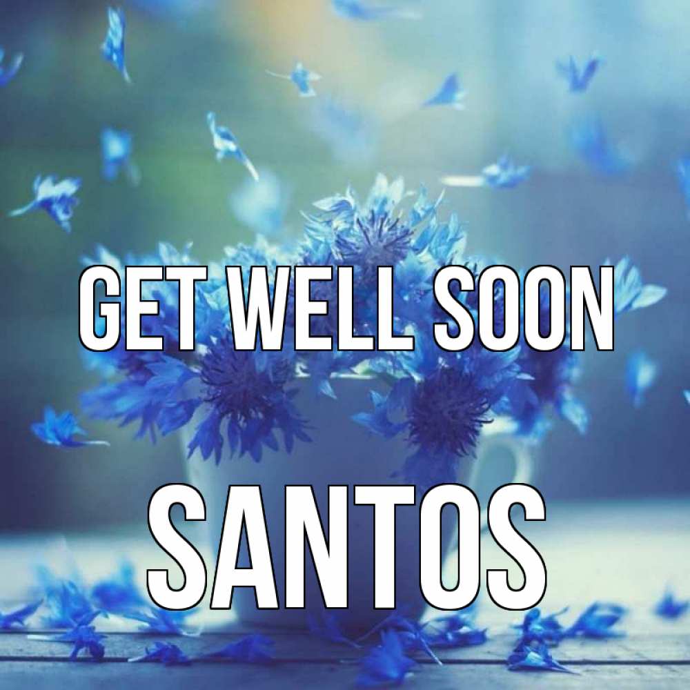 Greetings card с именем, Santos Get well soon кружка с зельем и цветами Greetings with text for free download 