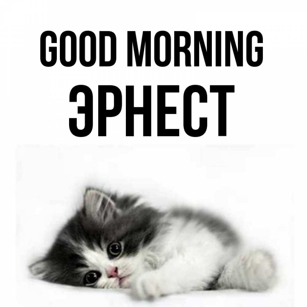 Greetings card с именем, Эрнест Good morning кот лапки Greetings with text for free download 