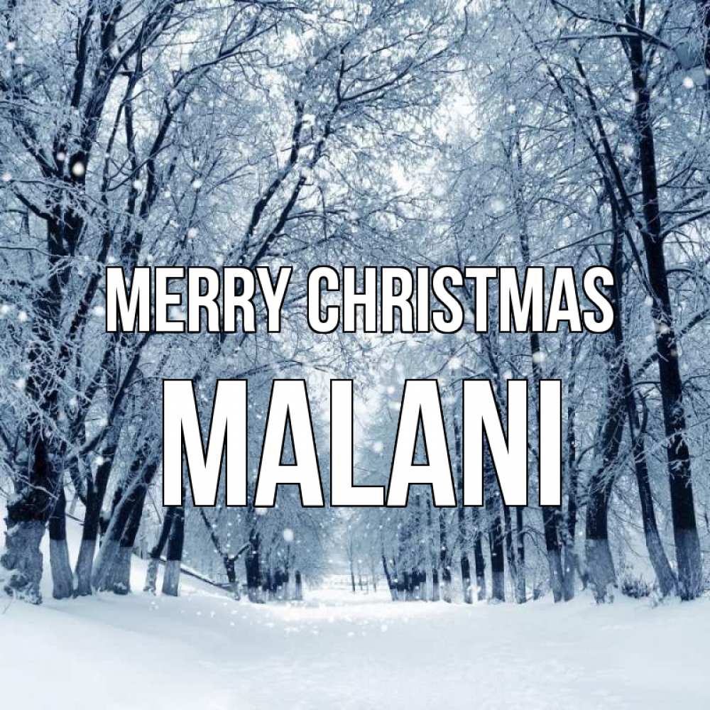 Greetings card с именем, Malani Merry Christmas снег, лес, парк Greetings with text for free download 