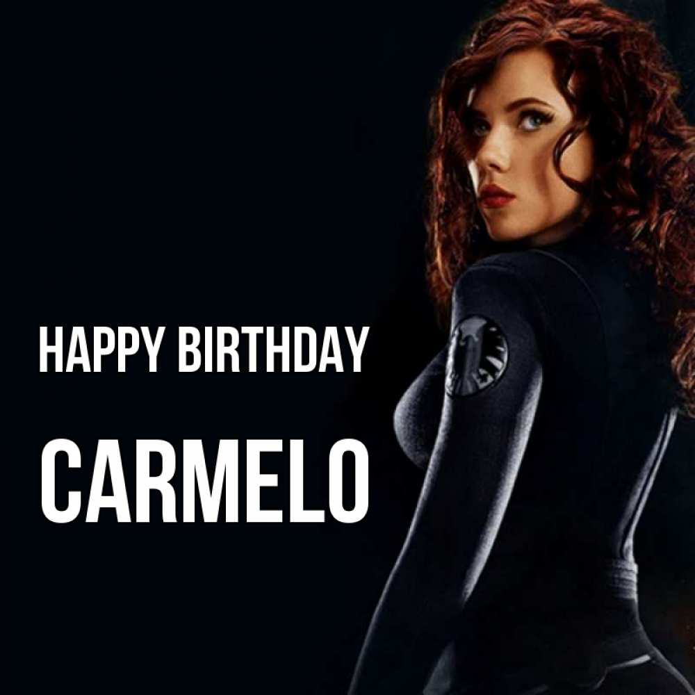 Greetings card с именем, Carmelo Happy Birthday Марвел черная вдова Greetings with text for free download 