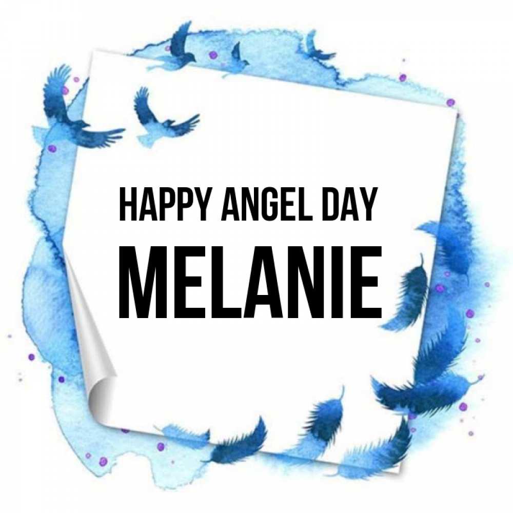 Greetings card с именем, Melanie happy angel day красивые птицы летят Greetings with text for free download 