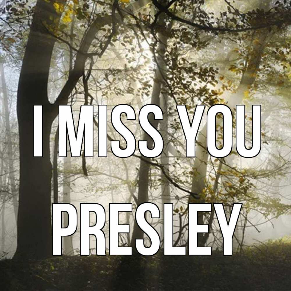 Greetings card с именем, Presley I miss you грустно Greetings with text for free download 