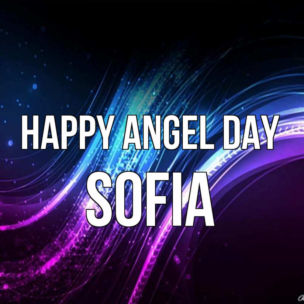 Greetings card с именем, Sofia happy angel day фиолетовый фон Greetings with text for free download 