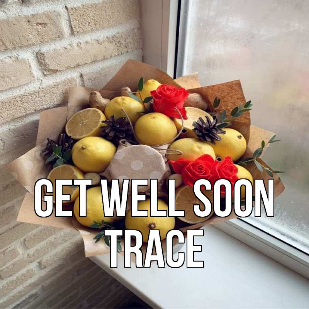 Greetings card с именем, Trace Get well soon букет в бумаге Greetings with text for free download 
