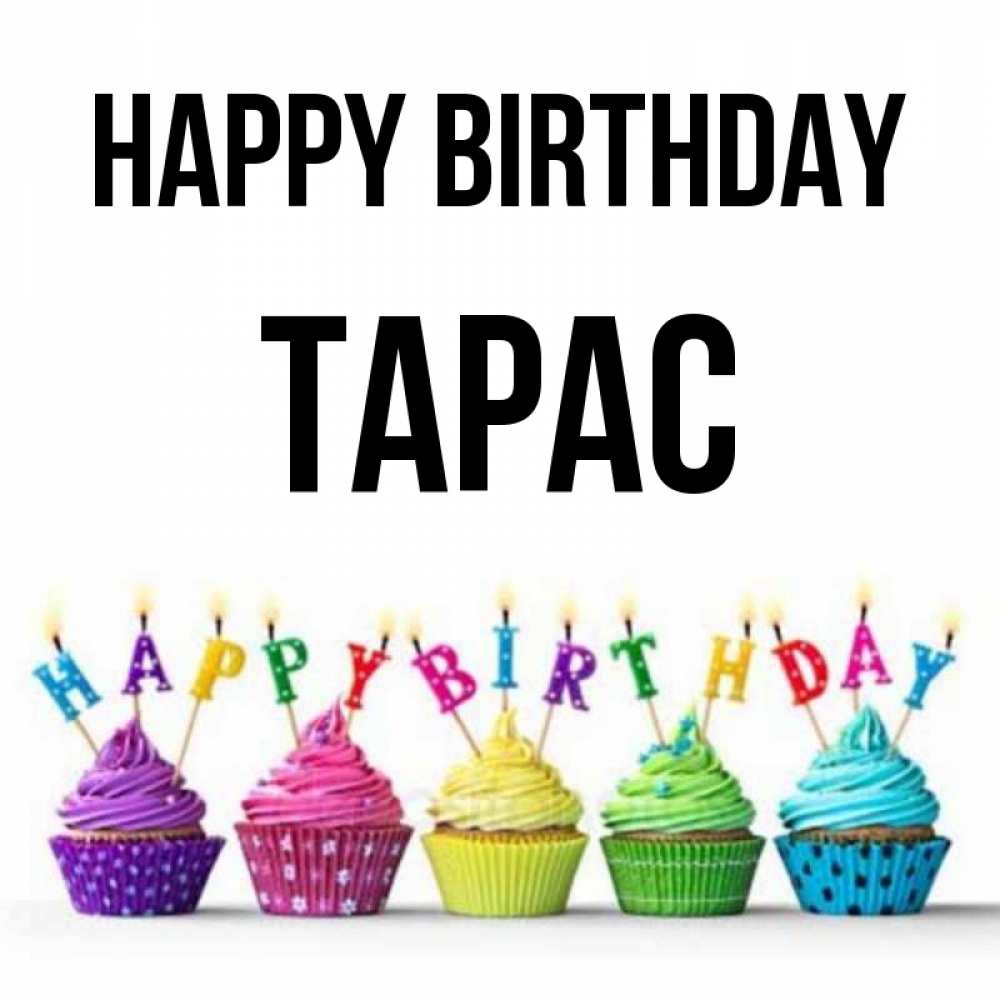 Greetings card с именем, Тарас Happy Birthday открытка ко дню рождения с разноцветными вкусняшками Greetings with text for free download 