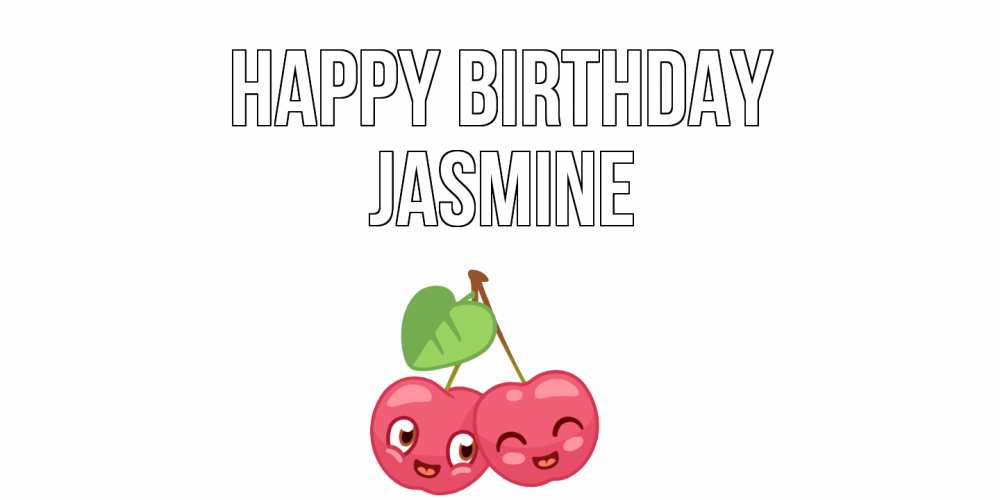 Greetings card с именем, Jasmine Happy Birthday вишенки Greetings with text for free download 
