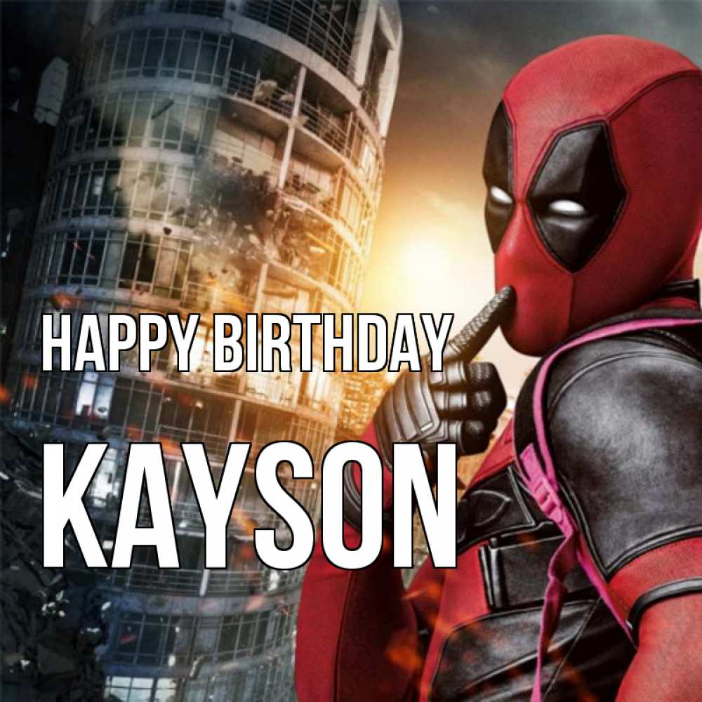 Greetings card с именем, Kayson Happy Birthday с супергероями Greetings with text for free download 