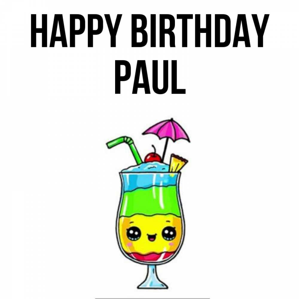 Greetings card с именем, Paul Happy Birthday с зонтиком Greetings with text for free download 