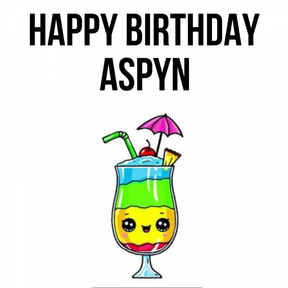 Greetings card с именем, Aspyn Happy Birthday с зонтиком Greetings with text for free download 
