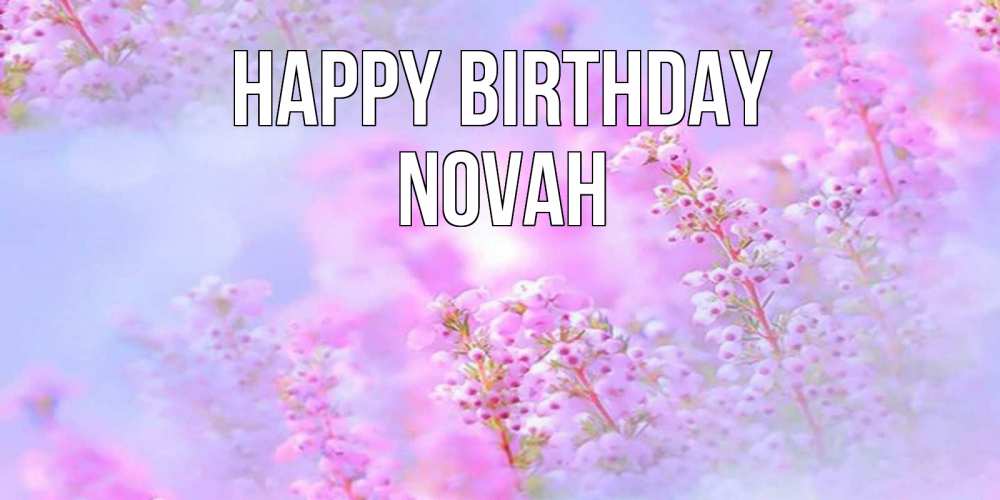 Greetings card с именем, Novah Happy Birthday красивая открытка с мелкими цветами Greetings with text for free download 