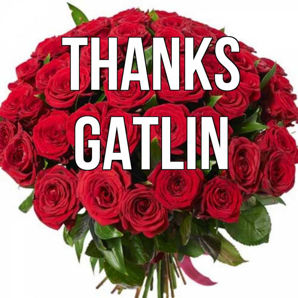 Greetings card с именем, Gatlin Thanks букет красных роз Greetings with text for free download 