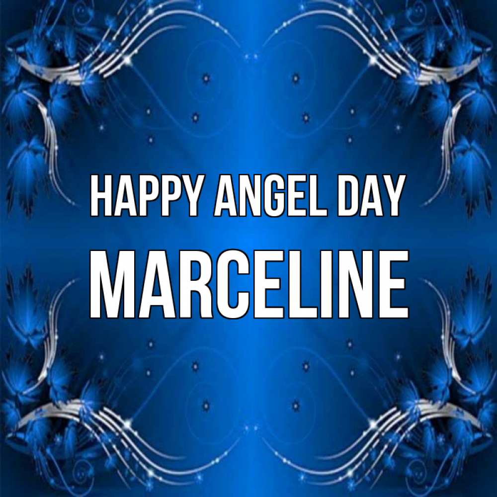 Greetings card с именем, Marceline happy angel day красивая рамочка с узорами Greetings with text for free download 