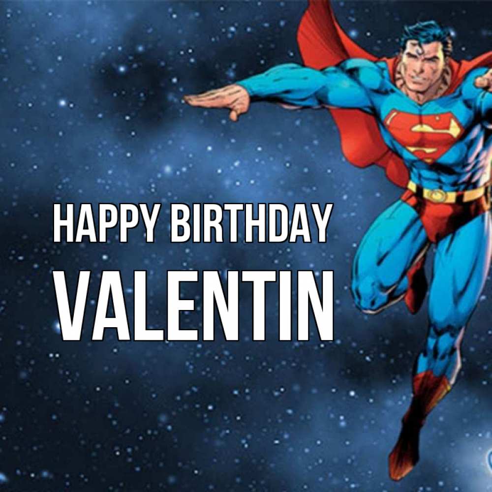 Greetings card с именем, Valentin Happy Birthday супергерой Greetings with text for free download 