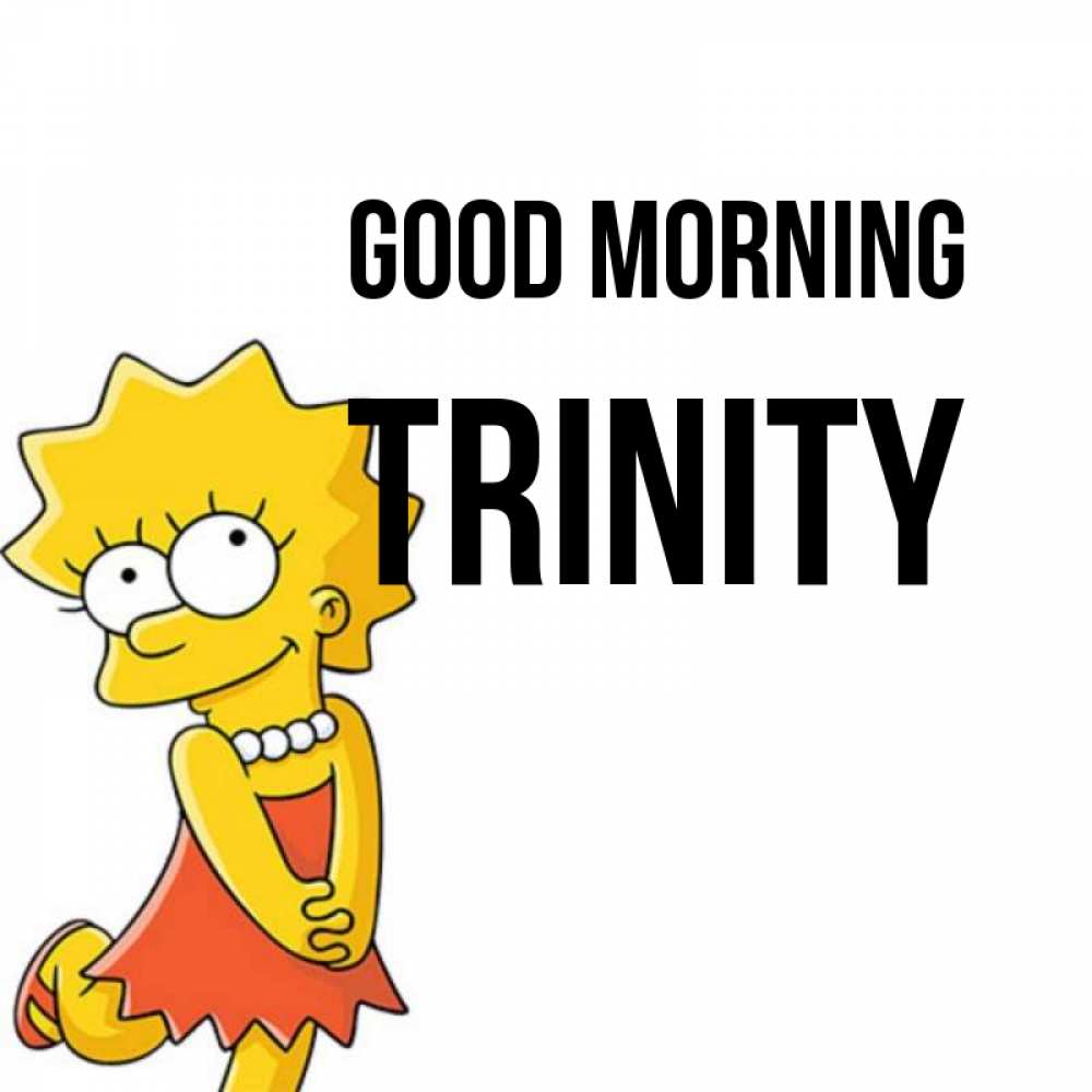 Greetings card с именем, Trinity Good morning в платье и ожерелье Greetings with text for free download 