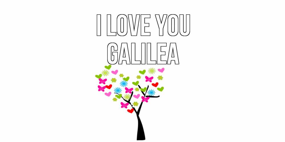 Greetings card с именем, Galilea I love you Дерево, бабочки Greetings with text for free download 