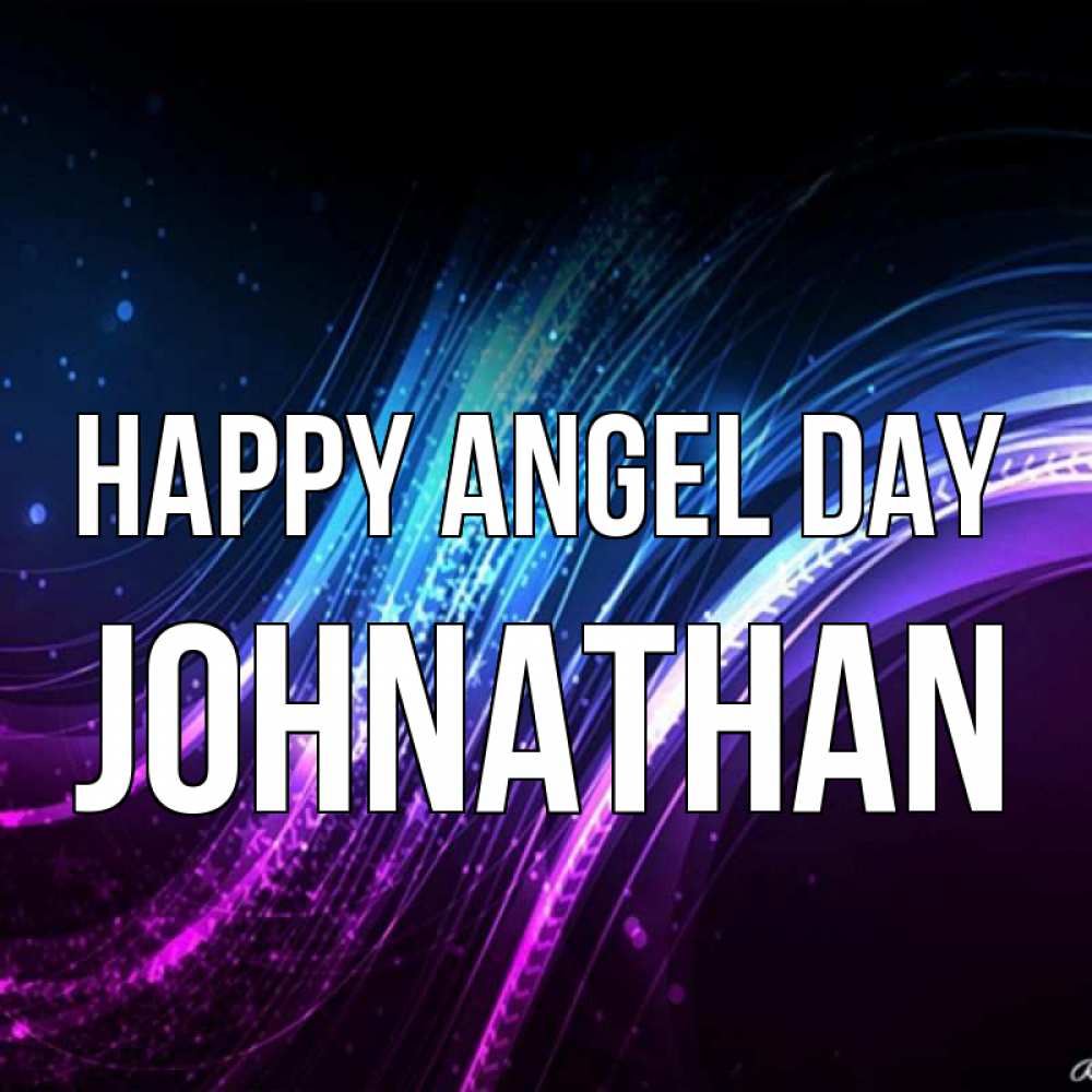 Greetings card с именем, Johnathan happy angel day фиолетовый фон Greetings with text for free download 