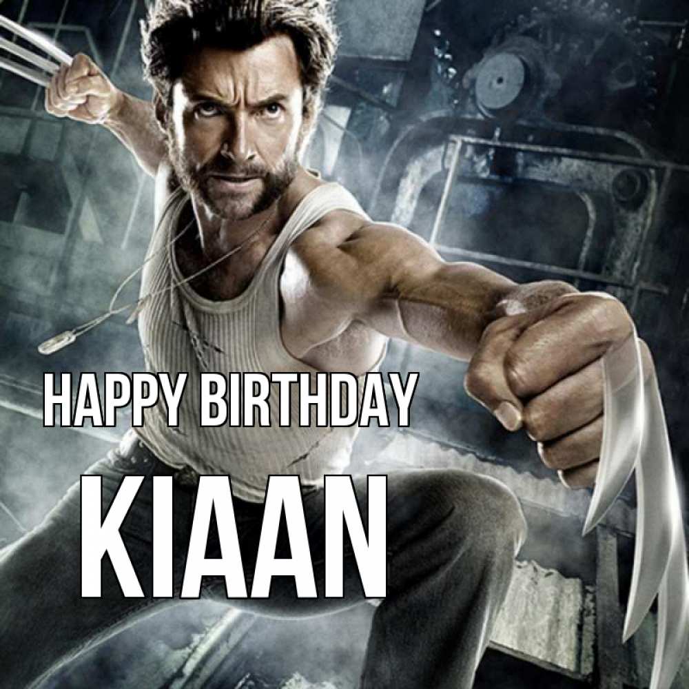 Greetings card с именем, Kiaan Happy Birthday супергерой в ярости Greetings with text for free download 