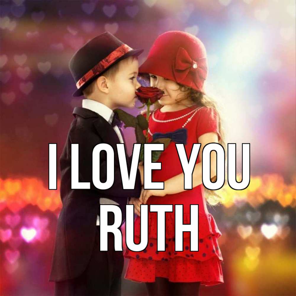 Greetings card с именем, Ruth I love you черное и красное и роза Greetings with text for free download 
