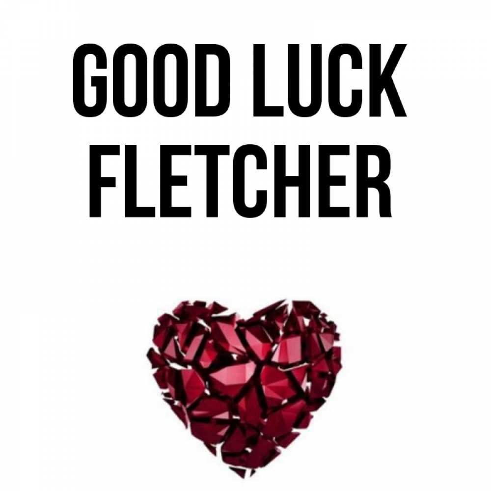 Greetings card с именем, Fletcher Good luck бордовое из кристаллов  1 Greetings with text for free download 